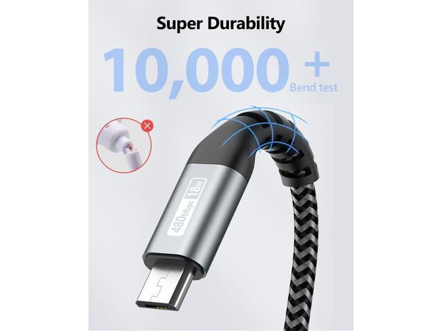 SUNGUY Micro USB Cable 1FT[3Pack], 18W Short USB to Micro USB Cable Fast Charging USB 2.0 Data Sync Nylon Braided for Samsung Galaxy S7 Edge S6,...