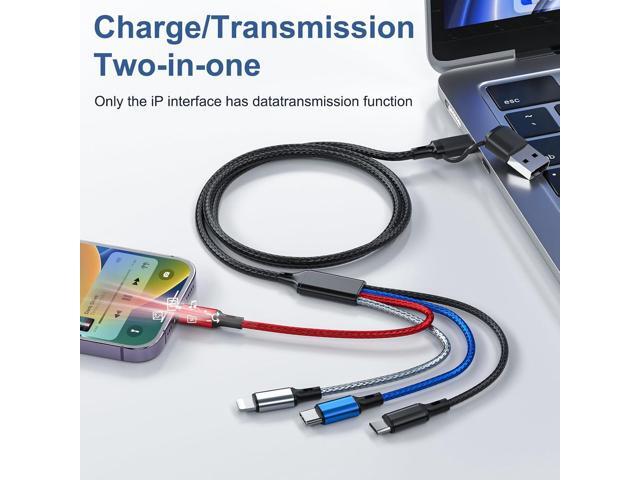 6 in 1 Multi Charging Cable 2Pack-6FT Multi USB Cable 3A Multi Charger Cable Braided Multiple Phone Charger Cable Universal USB A/C Charging Cord...