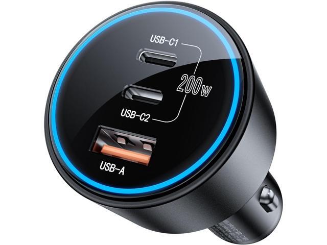 USB C Car Charger Fast Charging 200W, Dual PD 100W Type C Car Charger, PD3.0/QC4.0/PPS Cigarette Lighter Adapter for iPhone 16/15/14/13/12, Galaxy...