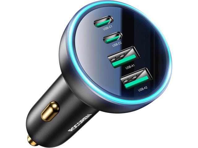 70W USB C Car Charger, Rocoren 4-Port PD Super Fast Charging Type C Car Charger for Multiple Devices, Cigarette Lighter Adapter, USBC Phone Adapter...