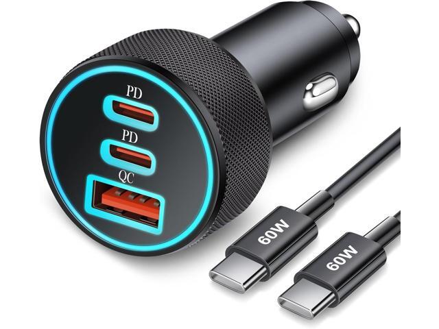 67W 3-Port Super Fast Type C Car Charger USB C for Samsung Galaxy S25 S24 S23 S22 S21 Ultra, iPhone 16/15 Pro Max, Pixel, Android, PD/QC Car Phone...