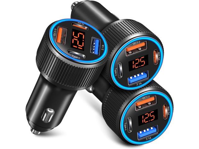 USB C Car Charger 3 Pack, Costyle 65W 4 Port Car Power Adapter with Voltmeter PD 30W/QC 3.0 Fast Charging Cigarette Lighter USB Charger Plug for...