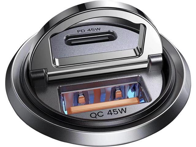 MRGLAS 90W USB C Car Charger Fast Charging,[Invisible Design] All Metal Car Charger USB C PD45W+QC3.0 Dual Port Cigarette Lighter Car Adapter for...