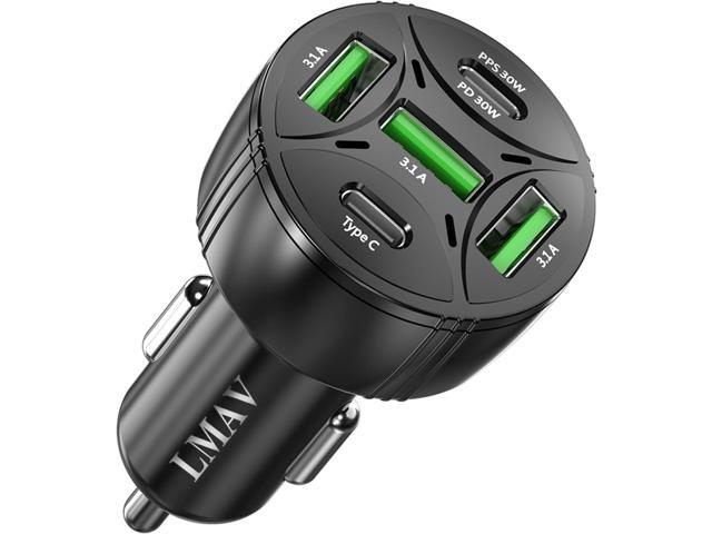 USB C Car Charger Adapter, 5 Ports 75W PD 3.0 Car Phone Charger Fast Charging Compatible with iPhone 16/15/14/13 Pro Max Series, iPad Pro, Galaxy...