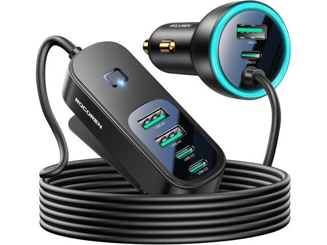 Rocoren 105W 6-Port Multiport Car Charger, PD Fast USB C Car Charger for Multiple Devices,Cigarette Lighter Adapter Car Travel Essentials for Road...