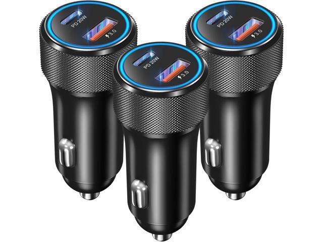 USB C Car Charger, OKRAY 3-Pack 36W Fast Charging PD/QC3.0 Dual Port Car Phone Chargers Type C+USB A 12v Cigarette Lighter Adapter for iPhone 16 15...