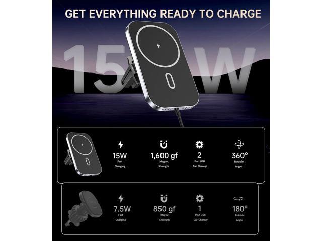 for for MagSafe Car Mount Charger with Adapter, 360° Rotation Magnetic Wireless iPhone Car Charger for Air Vent, Compatible with iPhone...