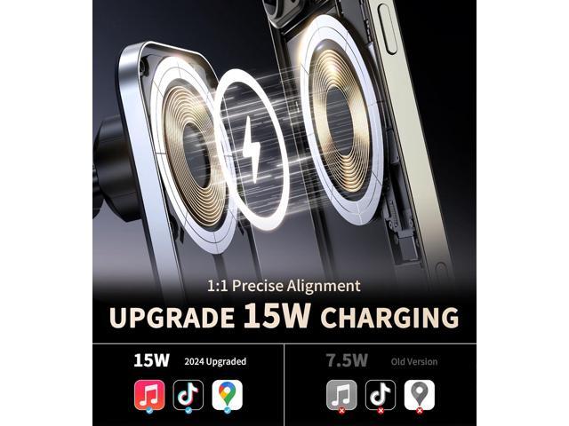 for for MagSafe Car Mount Charger with Adapter, 360° Rotation Magnetic Wireless iPhone Car Charger for Air Vent, Compatible with iPhone...