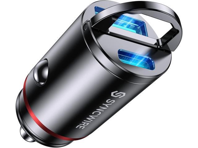 USB C Car Charger Syncwire 60W [PD 30W & QC 30W] USB Car Charger Adapter Fast Charging [Super Mini & All Metal] for iPhone 16 Pro Max 15 Plus 14.