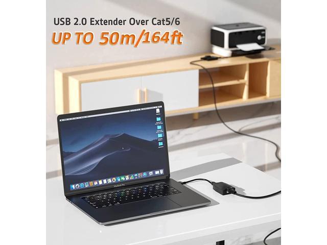 USB Over Ethernet Extender to Rj45 Adapter for Cat 6/6e/5/5e UP to 50m/164ft, USB to Ethernet Adapter for Laptop, Compatible with Computers, Mobile...