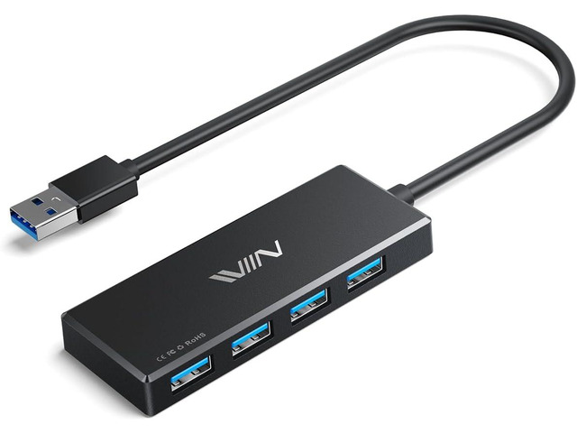 IVIIN USB 3.0 Hub, 4 Port USB Hub Splitter, USB A Expander Portable USB Adapter Multiport Data Hub for Laptop, iMac Pro, MacBook Air, Mac mini/Pro,...