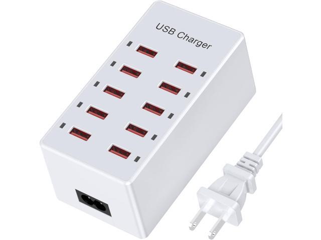 USB Charger 10-Ports Charging Station for Multiple Devices USB Wall Charger Power Hub Strip Smart Plug Charging Dock Block Compatible for iPhone...