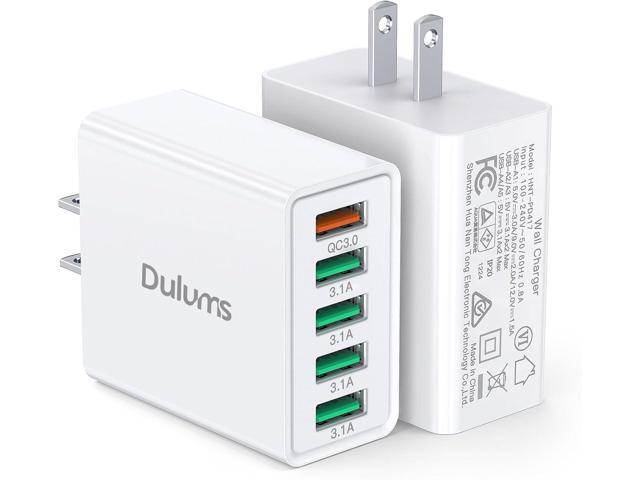 50W USB Wall Charger Block,2Pack 5-Port Charger Fast Charging Block QC 3.0 Multiport Box Brick Cube USB A Wall Plug for iPhone 17/16/15/14 Pro Max...