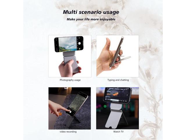 Magnetic Phone Stand, Foldable Cell Phone tripods Stain-Resistant Leather & Angle Adjustment, Multifuctional Strong Magnets Tripod for iPhone...