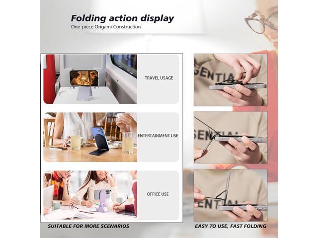 Phone Stand, Magnetic Foldable Phone tripods Stain-Resistant Leather & Angle Adjustment, Multifuctional Strong Magnetic Phone Tripod for iPhone...