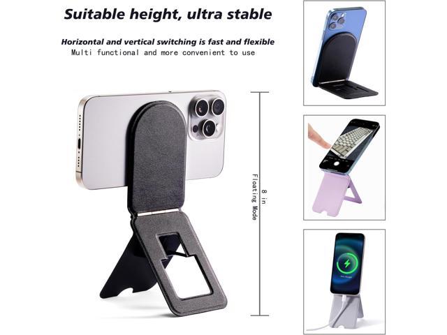 Magnetic Phone Stand, Foldable Cell Phone tripods Stain-Resistant Leather & Angle Adjustment, Multifuctional Strong Magnets Tripod for iPhone...