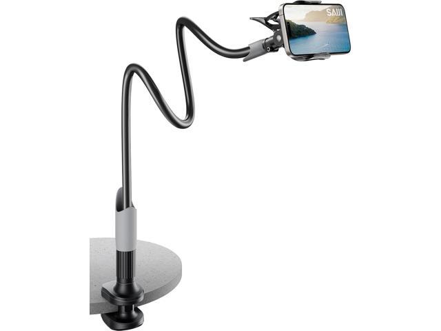 SAIJI Gooseneck Bed Phone Holder, Flexible Long Arm Phone Mount for Desk, Clip Bracket Clamp Stand, iPhone Stand, Mobile Cell Phone Stand Document...