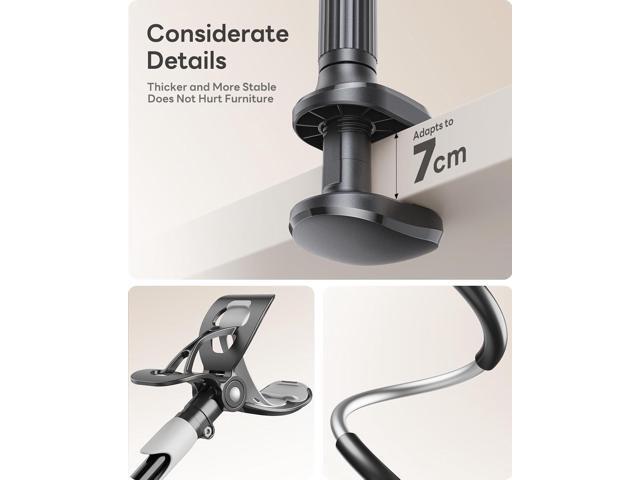 SAIJI Gooseneck Bed Phone Holder, Flexible Long Arm Phone Mount for Desk, Clip Bracket Clamp Stand, iPhone Stand, Mobile Cell Phone Stand Document...