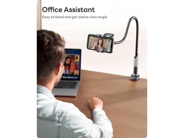 SAIJI Gooseneck Bed Phone Holder, Flexible Long Arm Phone Mount for Desk, Clip Bracket Clamp Stand, iPhone Stand, Mobile Cell Phone Stand Document...