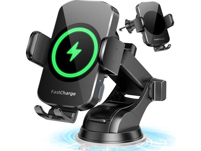 Wireless Car Charger, Fast Charging Phone Holder 3 in 1 Phone Mount Auto Clamping Car Accessories Compatible with iPhone 17 16 15 14 13 12 11 Xs...