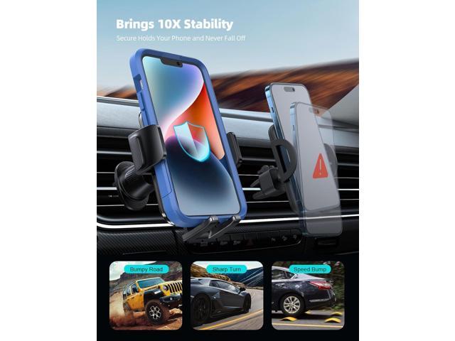 Lamicall 2025 Wider Clamp & Metal Hook Car Phone Holder Vent [Thick Cases Friendly] Phone Holders for Your Car Mount Automobile Hands Free Cradle...