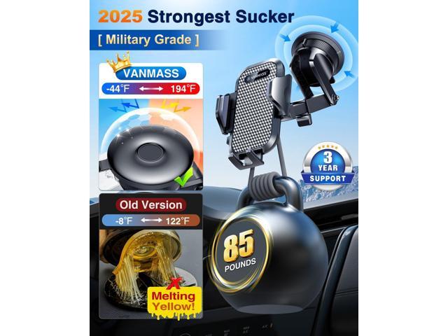 VANMASS [Pro Version] Universal Car Phone Mount [2025 Super Suction Cup] Phone Holder for Car, Cell Phone Car Mount for Windshield Dash Vent Truck...