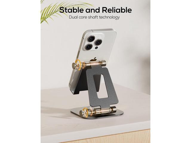 Nulaxy 360 Rotating Cell Phone Stand, Fully Adjustable Foldable Desktop Phone Holder Cradle Dock, Thick Case Friendly, Compatible with All Phones,...