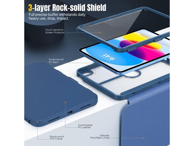 MoKo for iPad 11-inch (A16) 11th Generation Case 2025/ iPad 10th Generation Case with Pencil Holder 2022 10.9 inch, Built-in Screen Protector Clear...