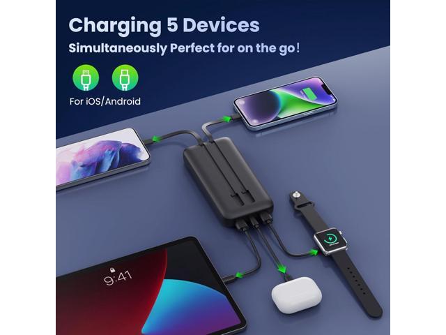 Portable Charger 40,800mAh Power Bank, 25W PD QC 4.0 Fast Charging Portable Phone Charger with Built-in Cables,LCD Display USB C Battery Pack...