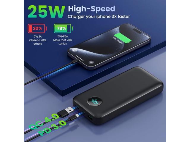 Portable Charger 40,800mAh Power Bank, 25W PD QC 4.0 Fast Charging Portable Phone Charger with Built-in Cables,LCD Display USB C Battery Pack...