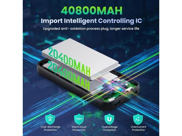 Portable Charger 40,800mAh Power Bank, 25W PD QC 4.0 Fast Charging Portable Phone Charger with Built-in Cables,LCD Display USB C Battery Pack...