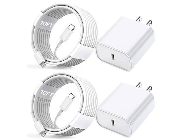 For iPhone Fast Charger, [Apple MFi Certified] 2 Pack PD USB C Wall Charger Block Plug with 10FT Extra Long USB C to Lightning Fast Charging Data...