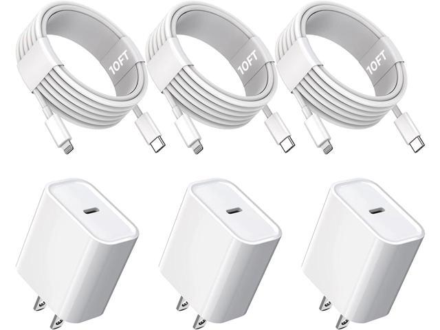 3Pack Extra Long 10FT iPhone Fast Charger,iPhone Charger Fast Charging Quick 10Foot USB C to Lightning Cable Cord Type C Fast Charging Block Wall...