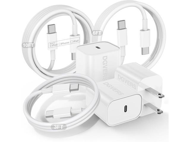 Fast Charger for iPhone 17 16 15 Charger Fast Charging 3Pack, 3+6+10ft USBC to USBC Cable Cord &20W Type C Block for iPhone 17/17 Air/17 Pro Max/17...