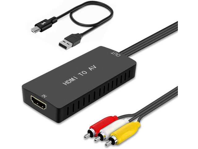 LVY HDMI to RCA Converter, Composite Video Audio Converter Adapter, HDMI to AV Adapter, Supports PAL/NTSC for Fire Stick and Roku, Blu-Ray Player, DVD