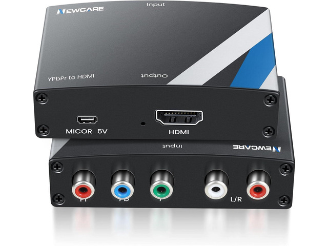 NEWCARE Component to HDMI Converter, Aluminum Alloy YPbPr + R/L to HDMI Adapter, 1080P Component 5RCA RGB Video Audio Converter for PS2 PS3 DVD...