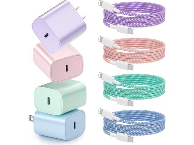 Phone Charger Fast Charging, 4 Pack 20W USB C Wall Charger Block with 6FT Charging Cable Type C Fast Charge Block Compatible with Phone 14/14 Pro...