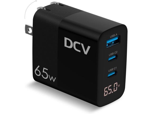 DCV 65W USB C Charger, GaN 3-Port Fast Charging Block with LED Digital Display, PD/PPS/QC 3.0 Foldable Wall Charger for Laptops, MacBook, iPhone...