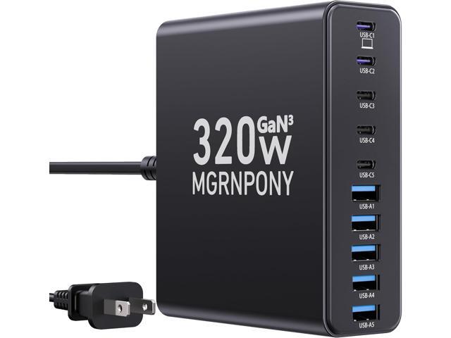 320W USB C Charger Block, 10-Port USB C Charging Station GaN III PD 65W Laptop Fast Charger Adapter for MacBook Pro/Air, DELL, iPad, iPhone,...