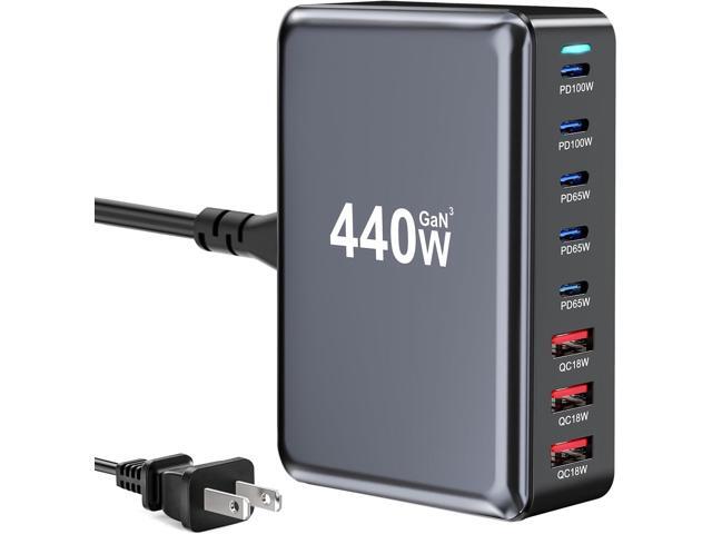 440W Fast USB C GAN Charger Block 8 Port Charging Station HUB Brick Dual PD PPS 100W Wall Charger Compatible with MacBook Pro/Air/All, iPad, iPhone...