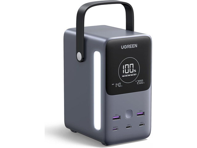 UGREEN 300W 48,000mAh Portable Charger Power Bank with Smart Digital Display, Lighting and SOS Mode, 153Wh 5 Ports USB C Battery Pack for Outdoor...