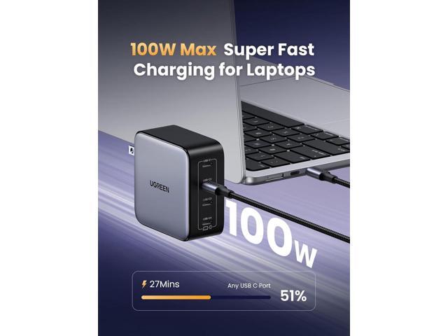 UGREEN Nexode 100W GaN USB C Wall Charger, 4-Port Type-C Fast Charger Compatible with MacBook Pro/Air, Dell XPS, iPhone 17/16/15 Series, Galaxy...