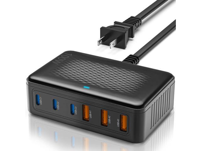 USB C Charger Block,100W GaN 6 Port Fast Charging Station Hub for Multiple Devices,Wall Charger PD 3.0+QC Power Strip Adapter Plug for All iPhone...