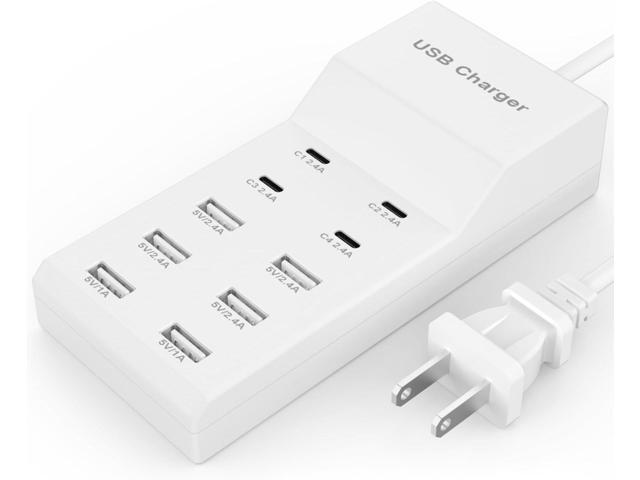 USB Charging Station for Multiple Devices USB Wall Charger Power Hub Strip Smart Plug Charging Dock Charge Block 4 Type C Ports Compatible with...