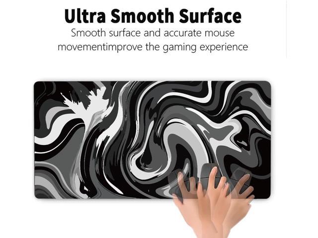 Large Gaming Mouse Pad - Black and White Mouse Pad with Stitched Edges, Extended XL Mousepad with Anti-Slip Rubber Base, Ink Liquid Wave Desk Mat...
