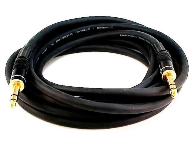 Monoprice 1/4-Inch TRS Male to 1/4-Inch TRS Male Cable - 50 Feet- Black, 16AWG, Gold Plated - Premier Series