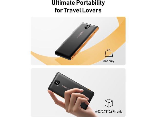 Portable Charger Power Bank Built in Cables and Wall Plug, 10000mAh iPhone Battery Pack Fast Charging, USB C External Slim Power Bank, Travel...
