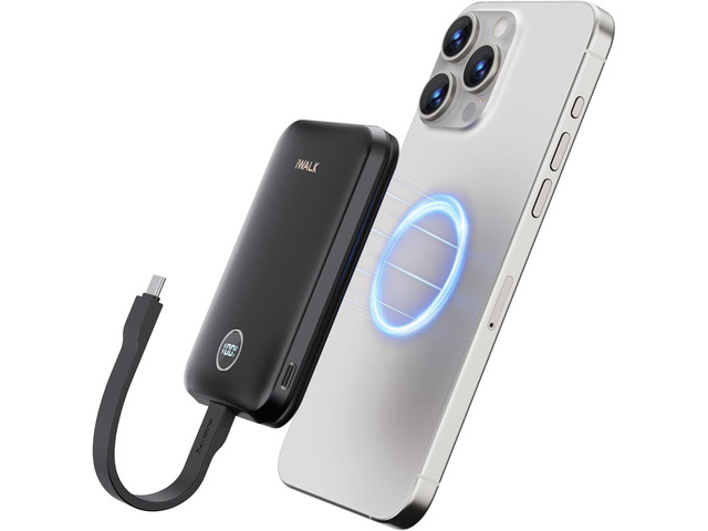 iWALK Magnetic Power Bank 10000mAh, 30W Wireless Portable Charger with Fast Charging USB-C Cable,Qi2 Certified 15W Battery Pack with LED Display...