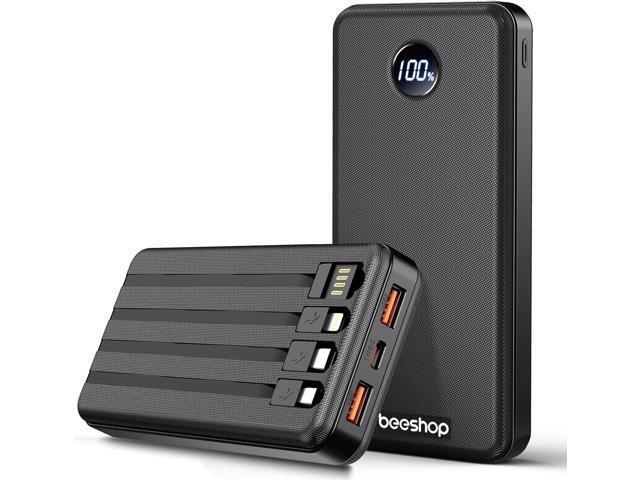 BEESHOP Portable Charger Power Bank - 37000mAh Portable Battery with 4 Built-in Cables, 22.5W Fast Charging Battery Pack Bank Compatible with...