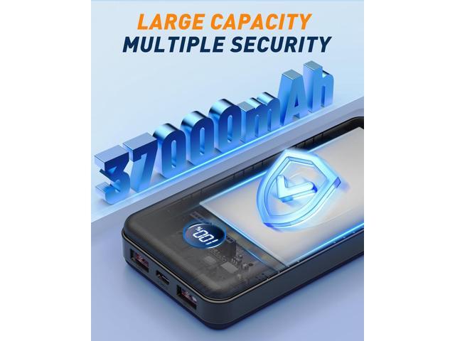 BEESHOP Portable Charger Power Bank - 37000mAh Portable Battery with 4 Built-in Cables, 22.5W Fast Charging Battery Pack Bank Compatible with...